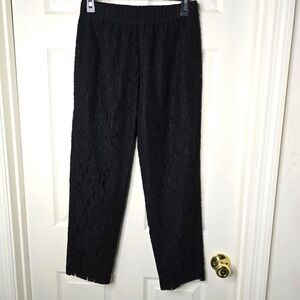 Elegant Black Lace Womens J.‎ Crew Pants Pockets Elastic Waist 4